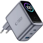 Ładowarka sieciowa 3-portowa GaN 100W Tech-Protect PowerVision NC100W-GaN, USB-C / USB-A, ciemnoszara