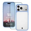 Etui + szkło hartowane Bizon Angelo Pack do iPhone 18 Pro Max / 17 Pro Max, półprzezroczyste z jasnoniebieską ramką (1/8)