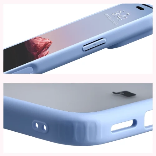 Etui + szkło hartowane Bizon Angelo Pack do iPhone 18 Pro Max / 17 Pro Max, półprzezroczyste z jasnoniebieską ramką (5/8)