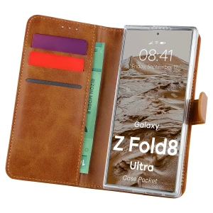 Etui z klapką Bizon Case Pocket do Galaxy Z Fold8 Ultra, brązowe