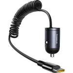 Ładowarka samochodowa Baseus Tiny Star 30W USB-C, wbudowany spiralny kabel USB-C, czarna