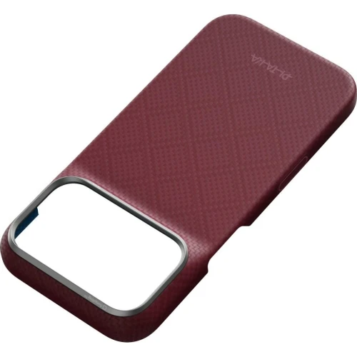 Etui aramidowe Pitaka Edge Ultra-Slim Case PitaTap do MagSafe, do iPhone 18 Pro Max / 17 Pro Max, burgundowe ze wzorem w romby (7/10)
