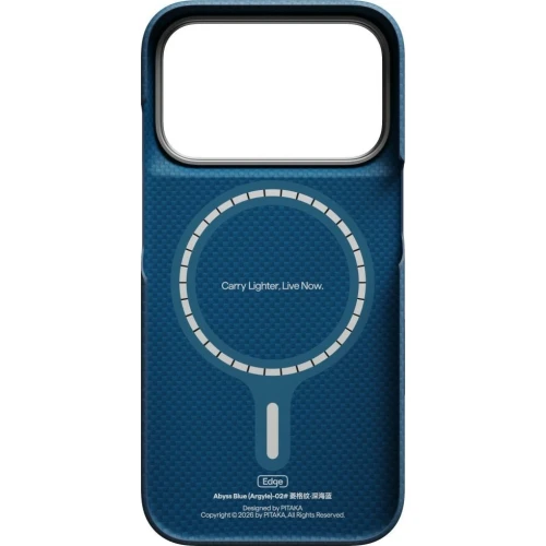 Etui aramidowe Pitaka Edge Ultra-Slim Case PitaTap do MagSafe, do iPhone 18 Pro Max / 17 Pro Max, niebieskie ze wzorem w romby (4/9)