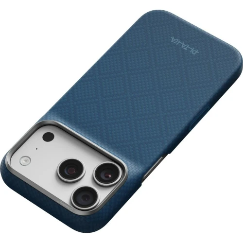 Etui aramidowe Pitaka Edge Ultra-Slim Case PitaTap do MagSafe, do iPhone 18 Pro Max / 17 Pro Max, niebieskie ze wzorem w romby (6/9)
