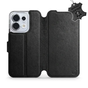 Etui z naturalnej skóry do Oppo Reno16 5G, Mobiwear Leather, czarne
