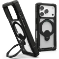 Etui pancerne z ringiem UAG Plasma XTE 360 do MagSafe do iPhone 18 Pro / 17 Pro, przezroczysto-czarne z zielonym elementem (1/15)