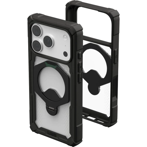 Etui pancerne z ringiem UAG Plasma XTE 360 do MagSafe do iPhone 18 Pro / 17 Pro, przezroczysto-czarne z zielonym elementem (9/15)