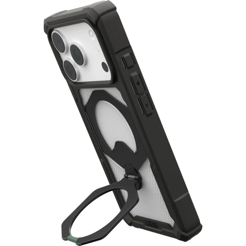 Etui pancerne z ringiem UAG Plasma XTE 360 do MagSafe do iPhone 18 Pro / 17 Pro, przezroczysto-czarne z zielonym elementem (10/15)