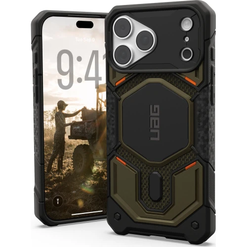Etui pancerne UAG Monarch Pro Kevlar do MagSafe do iPhone 18 Pro Max / 17 Pro Max, ciemnozielono-czarne z kevlarem (1/16)