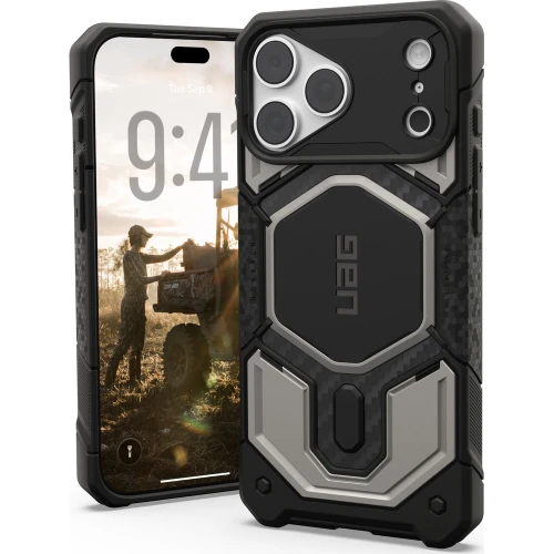 Etui pancerne UAG Monarch Pro do MagSafe do iPhone 18 Pro Max / 17 Pro Max, tytanowo-czarne z włóknem węglowym (1/16)