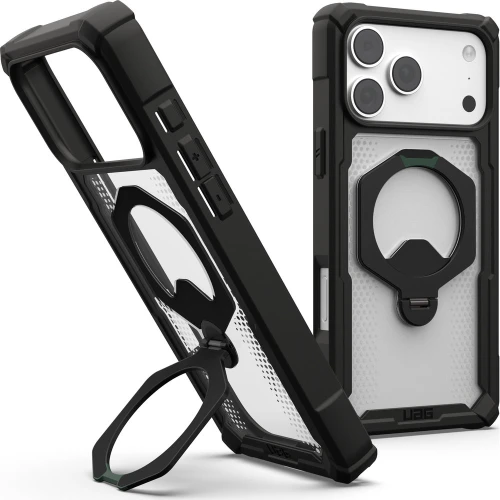 Etui pancerne z ringiem UAG Plasma XTE 360 do MagSafe do iPhone 18 Pro Max / 17 Pro Max, przezroczysto-czarne z zielonym elementem (1/15)