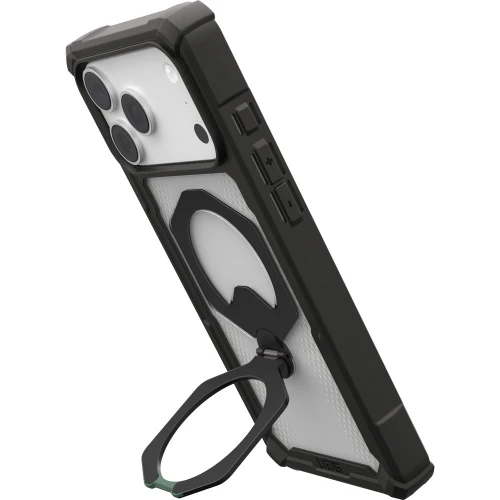 Etui pancerne z ringiem UAG Plasma XTE 360 do MagSafe do iPhone 18 Pro Max / 17 Pro Max, przezroczysto-czarne z zielonym elementem (10/15)