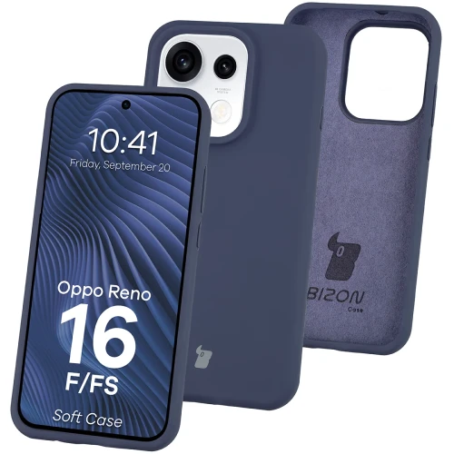 Silikonowe etui Bizon Soft Case do Oppo Reno16 F / Reno16 FS, ciemnoniebieskie (1/7)