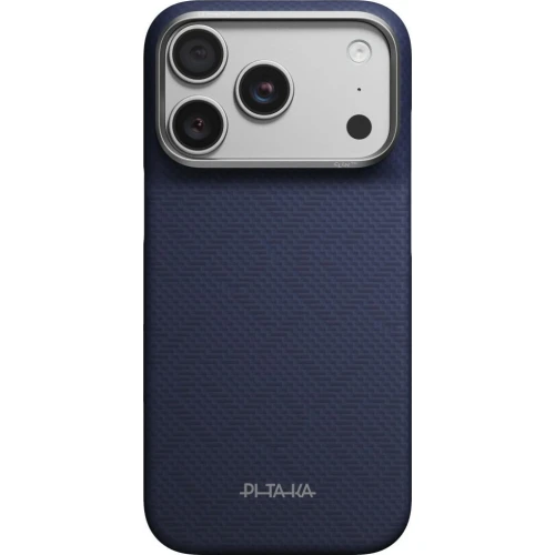 Etui aramidowe Pitaka Edge Ultra-Slim Case PitaTap do MagSafe, do iPhone 18 Pro / 17 Pro, niebieskie z monogramem (2/9)
