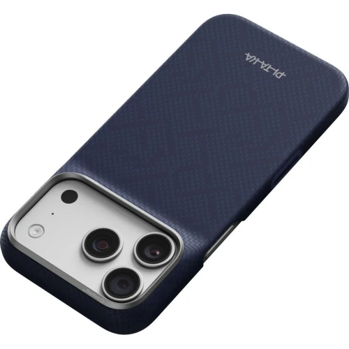 Etui aramidowe Pitaka Edge Ultra-Slim Case PitaTap do MagSafe, do iPhone 18 Pro Max / 17 Pro Max, niebieskie z monogramem (9/9)