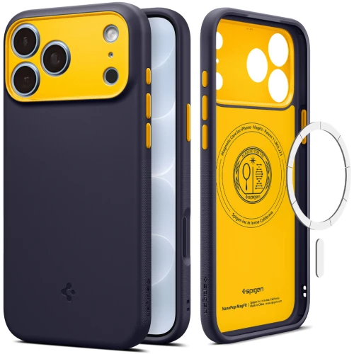 Etui Spigen Nano Pop Mag do MagSafe do iPhone 18 Pro Max, granatowo-żółte (1/9)
