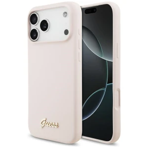 Etui Guess Silicone Script Metal Logo do iPhone 18 Pro Max / 17 Pro Max do MagSafe, różowe