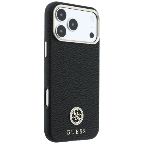 Etui Guess Grained Round Strass Logo do iPhone 18 Pro Max / 17 Pro Max do MagSafe, czarne