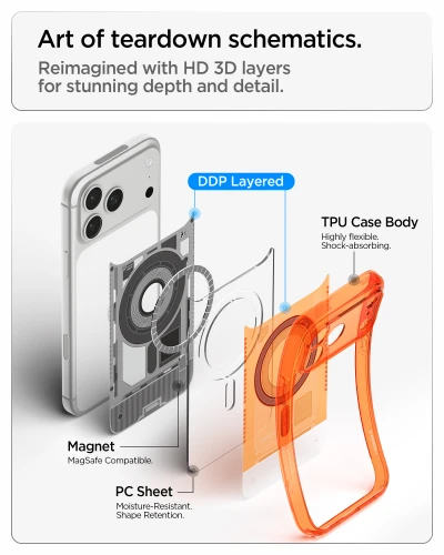 Etui Spigen Ultra Hybrid Mag do MagSafe do iPhone 18 Pro / 17 Pro, pomarańczowe (14/16)