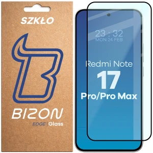 Szkło hartowane Bizon Glass Edge do Xiaomi Redmi Note 17 Pro 5G / Pro Max 5G, czarna ramka