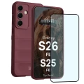 Pancerne etui + szkło hartowane Bizon Tur Pack do Galaxy S26 FE / S25 FE, burgundowe (1/10)
