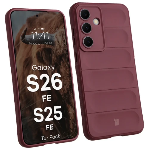Pancerne etui + szkło hartowane Bizon Tur Pack do Galaxy S26 FE / S25 FE, burgundowe (3/10)