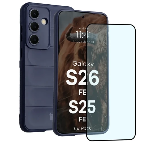 Pancerne etui + szkło hartowane Bizon Tur Pack do Galaxy S26 FE / S25 FE, granatowe (1/10)