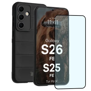 Pancerne etui + szkło hartowane Bizon Tur Pack do Galaxy S26 FE / S25 FE, czarne