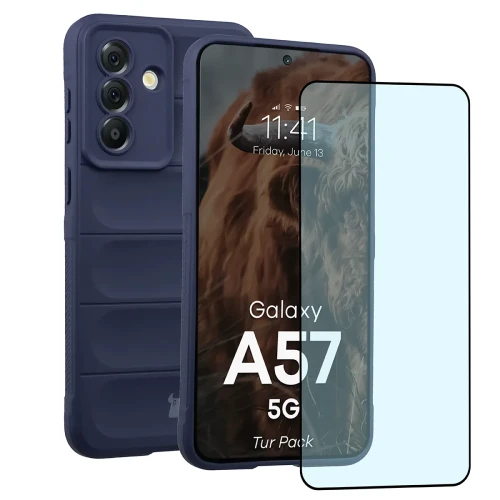 Pancerne etui + szkło hartowane Bizon Tur Pack do Galaxy A57 5G, granatowe (1/10)