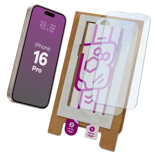 2x Szkło hybrydowe z eko aplikatorem Bizon Eplikator Hybrid Mule do iPhone 16 Pro (1/5)
