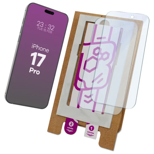 2x Szkło hybrydowe z eko aplikatorem Bizon Eplikator Hybrid Mule do iPhone 17 Pro (1/5)