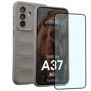 Pancerne etui + szkło hartowane Bizon Tur Pack do Galaxy A37 5G, jasnoszare