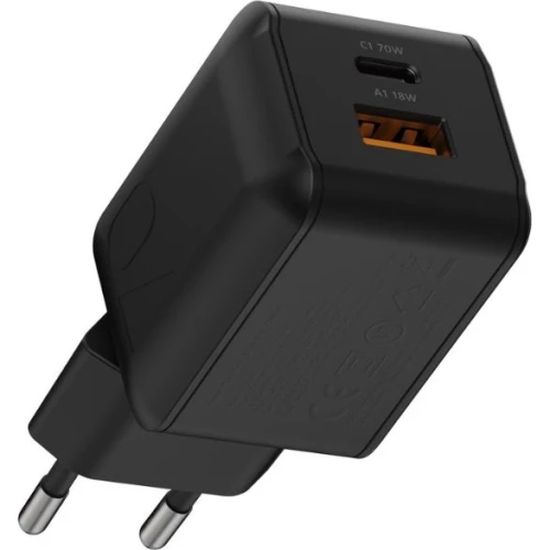 Ładowarka sieciowa Xtorm NextGen 70 W GaN, USB-C PD + USB-A, czarna (1/10)