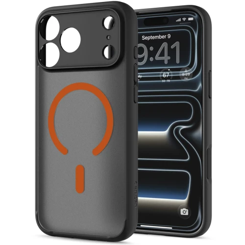Etui Spigen Ultra Hybrid Mag do MagSafe do iPhone 18 Pro Max, półprzezroczysto-czarno-pomarańczowe (8/16)