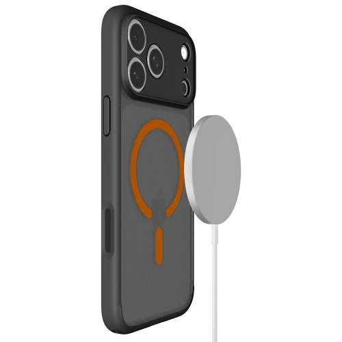 Etui Spigen Ultra Hybrid Mag do MagSafe do iPhone 18 Pro Max, półprzezroczysto-czarno-pomarańczowe (10/16)