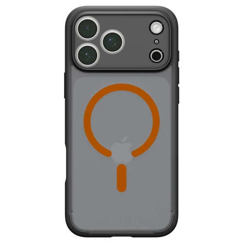 Etui Spigen Ultra Hybrid Mag do MagSafe do iPhone 18 Pro Max, półprzezroczysto-czarno-pomarańczowe (11/16)