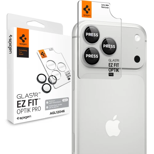 Szkło na aparat Spigen Glas.tR EZ Fit Optik Pro 2-Pack do iPhone 18 Pro Max / 18 Pro, srebrne (1/11)