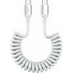 Kabel spiralny USB-C – USB-C 240W, 4smarts Coiled Cable, 1,35 m, biały