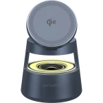 Ładowarka indukcyjna 3w1 Qi2 z głośnikiem, 4smarts Aura Sound, szara