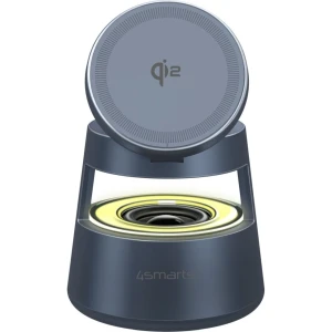 Ładowarka indukcyjna 3w1 Qi2 z głośnikiem, 4smarts Aura Sound, szara