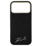 Etui Karl Lagerfeld Saffiano Small Script Metal Logo do iPhone 18 Pro Max / 17 Pro Max do MagSafe, czarne