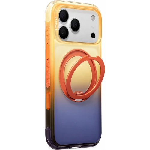 Etui z obrotową podstawką 360° Torras Ostand O3 Air Gradient do MagSafe do iPhone 18 Pro Max / 17 Pro Max, pomarańczowo-fioletowe (9/10)
