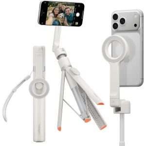Uchwyt, kijek, statyw Spigen S582W Bluetooth Selfie Stick Tripod z pilotem Bluetooth, beżowy