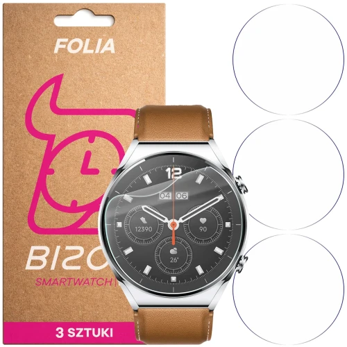 Folia ochronna na ekran zegarka Bizon Watch Film HydroFlex do Xiaomi Watch S1, 3 sztuki (1/5)