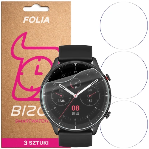 Folia ochronna na ekran zegarka Bizon Watch Film HydroFlex do Amazfit GTR 2, 3 sztuki (1/5)