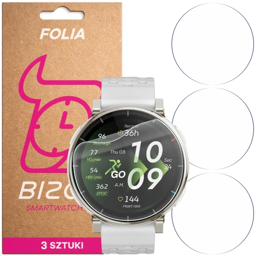 Folia ochronna na ekran zegarka Bizon Watch Film HydroFlex do Amazfit Active 3 Premium, 3 sztuki (1/5)