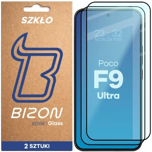 Szkło hartowane Bizon Glass Edge Duo do Xiaomi POCO F9 Ultra, czarna ramka, 2 sztuki