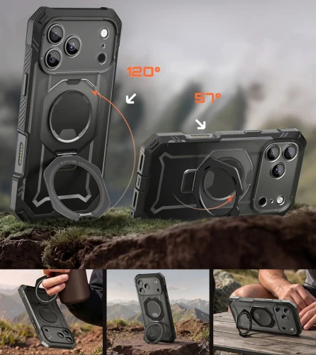 Etui pancerne + szkło 9H Supcase UB Grip Pro Mag SPG (CC) do MagSafe do iPhone 18 Pro Max / 17 Pro Max, przezroczysto-czarne (7/12)