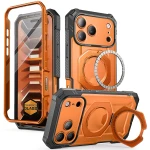 Etui pancerne + szkło 9H Supcase UB Grip Pro Mag SPG (CC) do MagSafe do iPhone 18 Pro / 17 Pro, szaro-przezroczysto-pomarańczowe