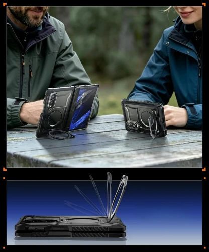 Etui pancerne + szkło prywatyzujące 9H Supcase UB Grip Mag SPG Privacy do MagSafe do Galaxy Z Fold8, przezroczysto-czarne (5/12)